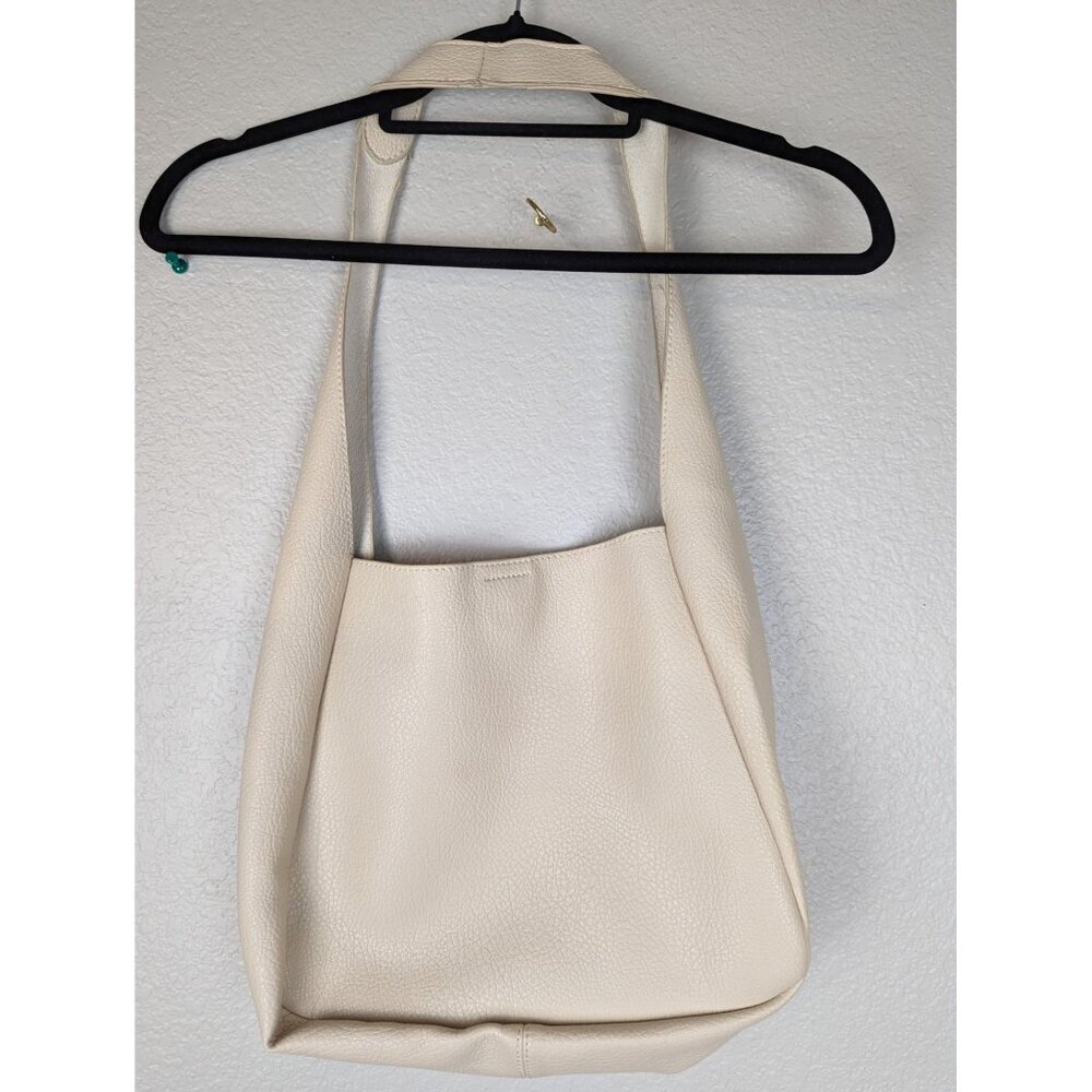 Anthropology White Leather Shoulder Tote Hang Bag Purse